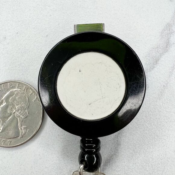 Black White Clip On Retractable School Work Badge ID Holder - Picture 5 of 7
